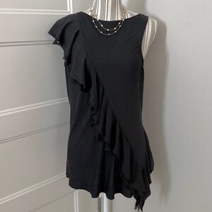 Leon Max Limited Edition Silk Ruffle Tank Black Whimsygoth Fairy Dainty